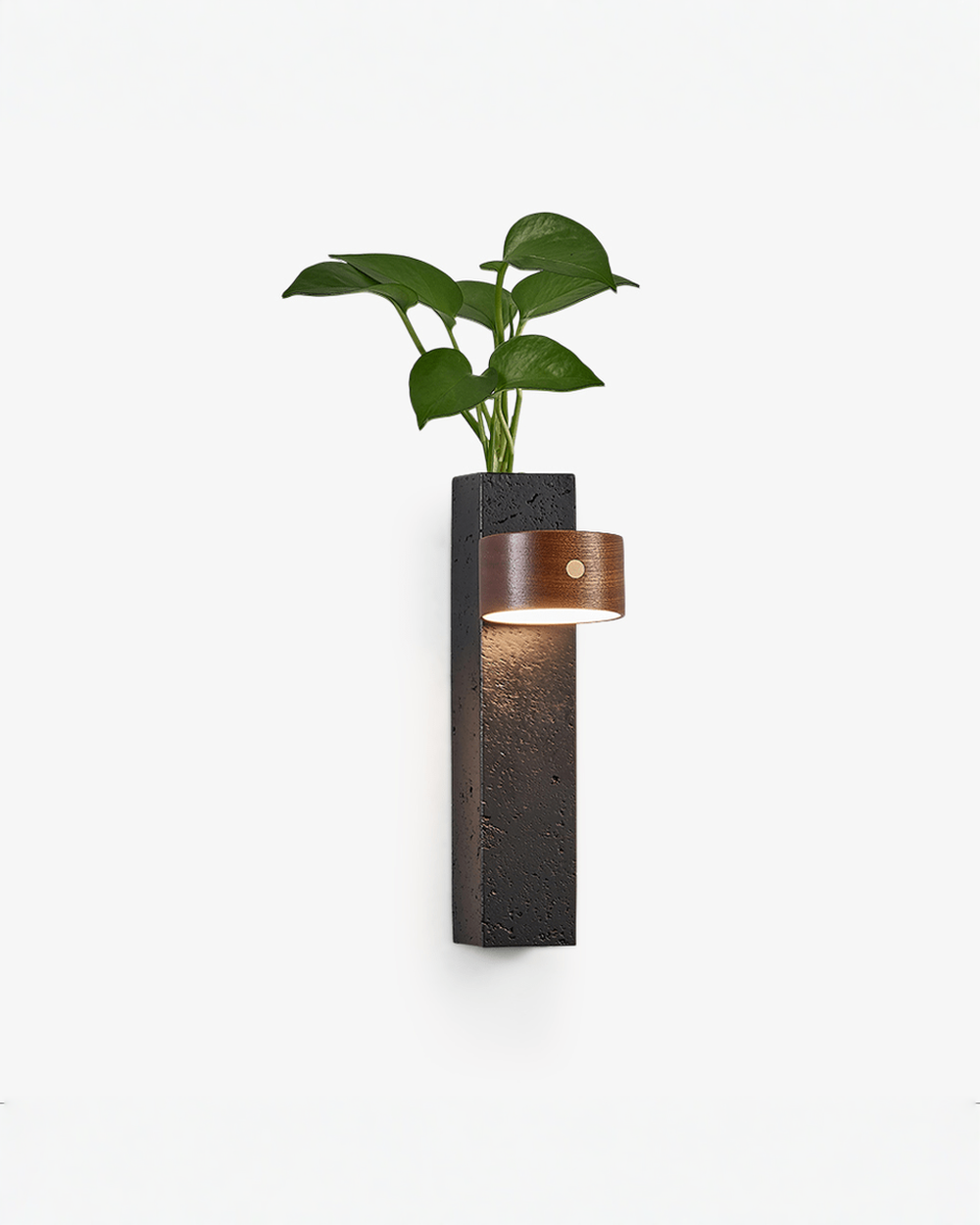 Verde - Oplaadbare zwarte travertin wandlamp | Walnoot & Zwart Travertijn - Maison Roze