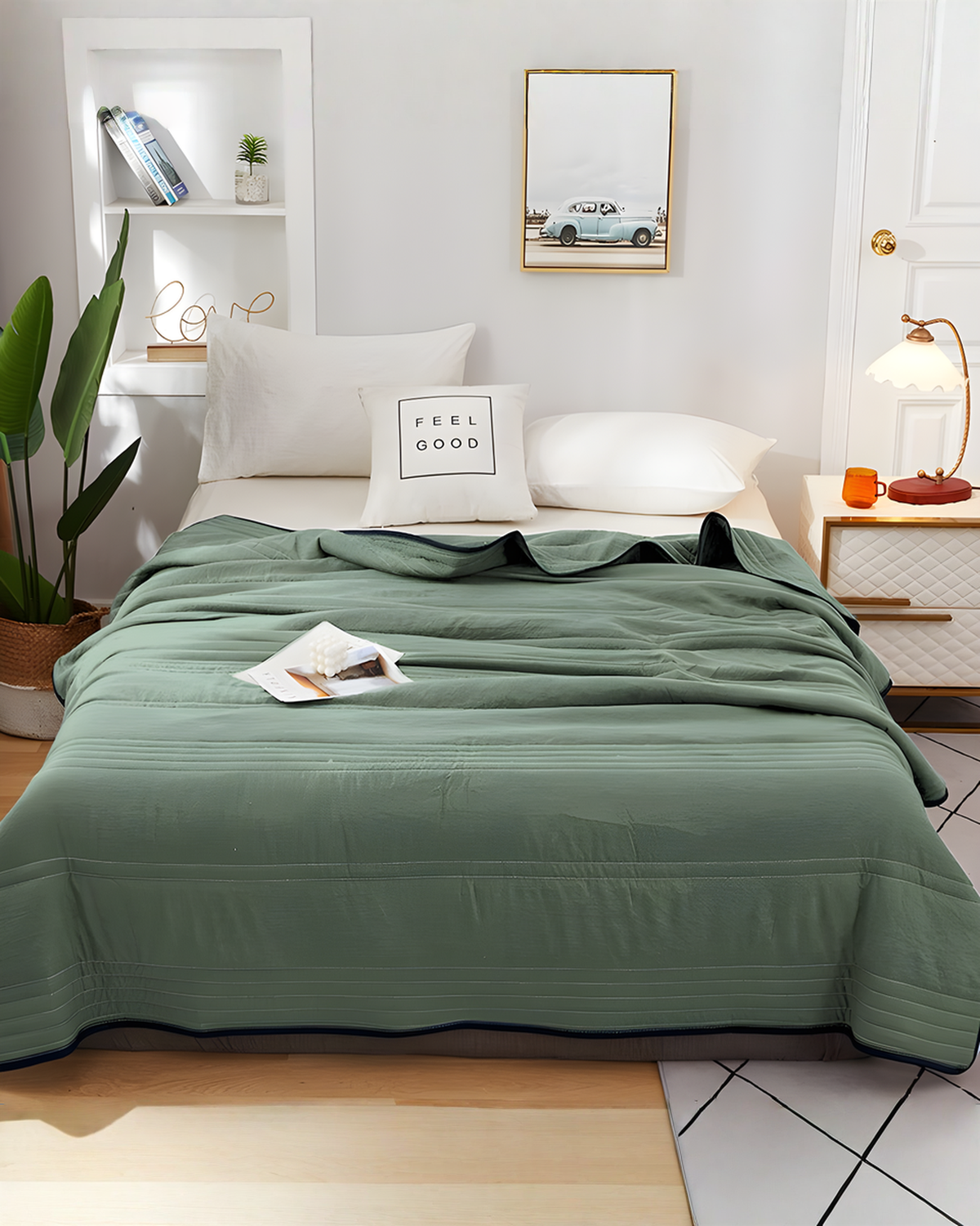 Koeldeken Ademend Verkoelend - 110x150 tot 180x220 cm | Legergroen - Maison Roze