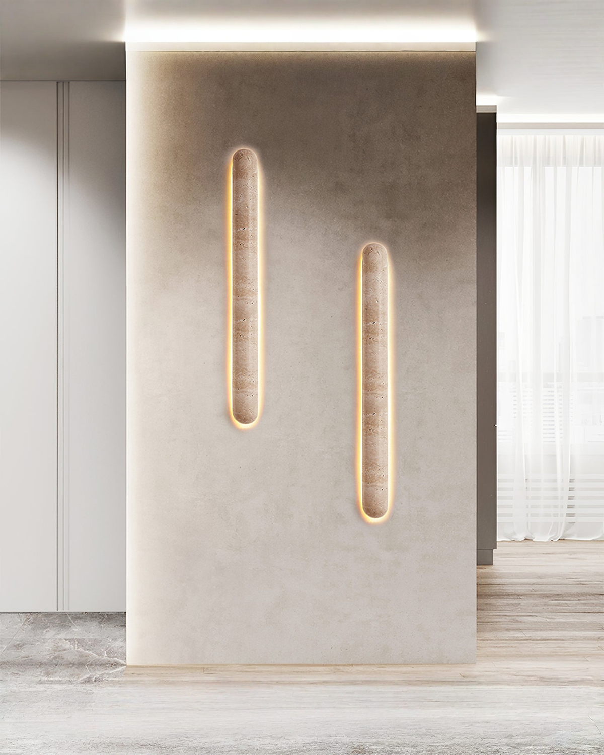 Liora - Pilvormige travertin wandlamp | - Maison Roze