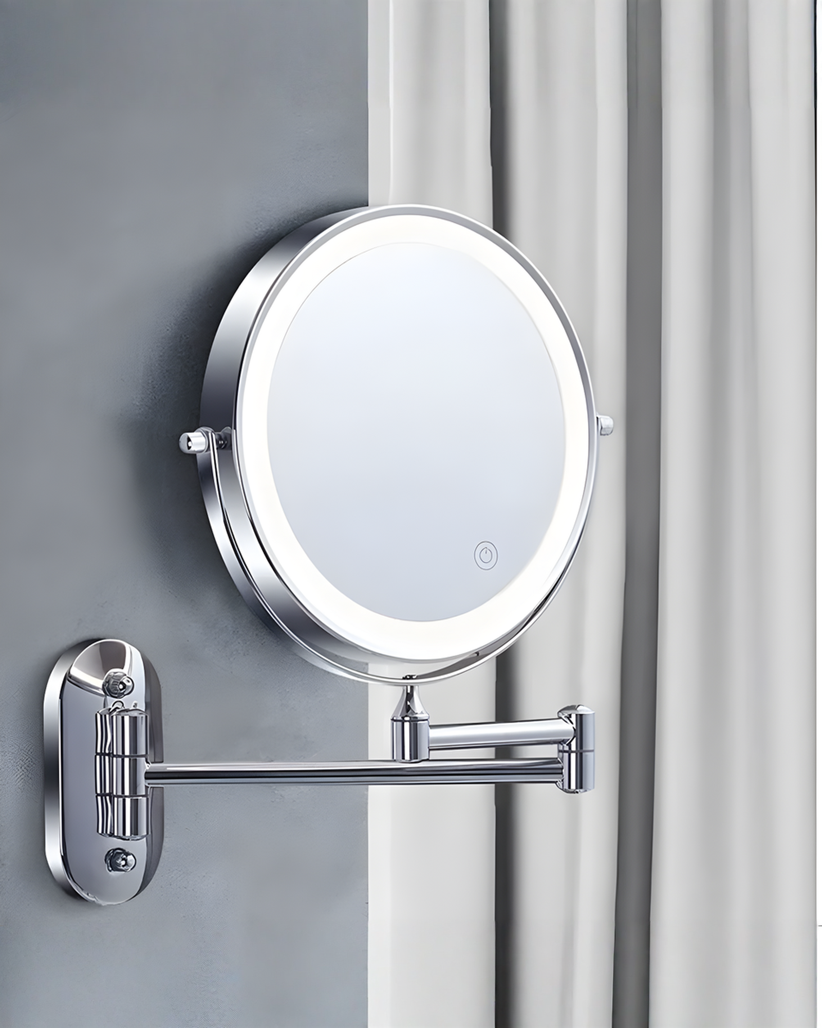 Vergrootspiegel met LED Verlichting Chroom Zilver voor Make-up en Badkamer | - Maison Roze