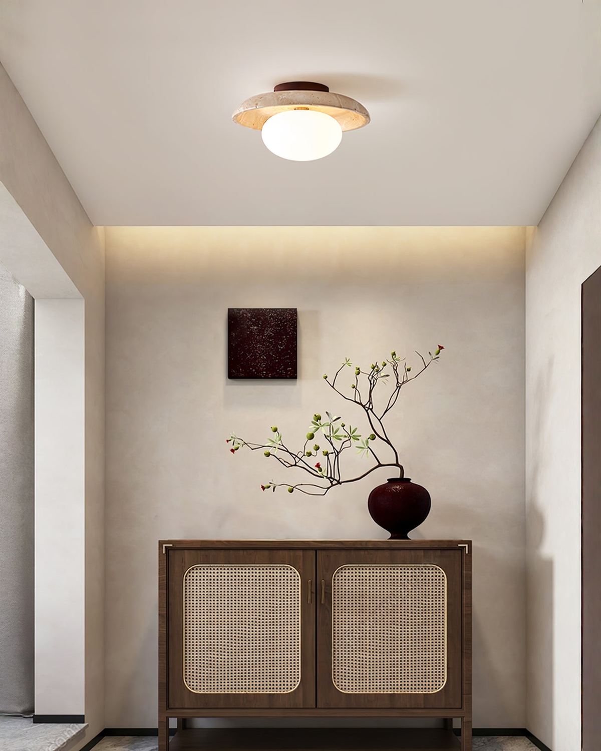 Lunaro - Ronde travertin wand- en plafondlamp | - Maison Roze