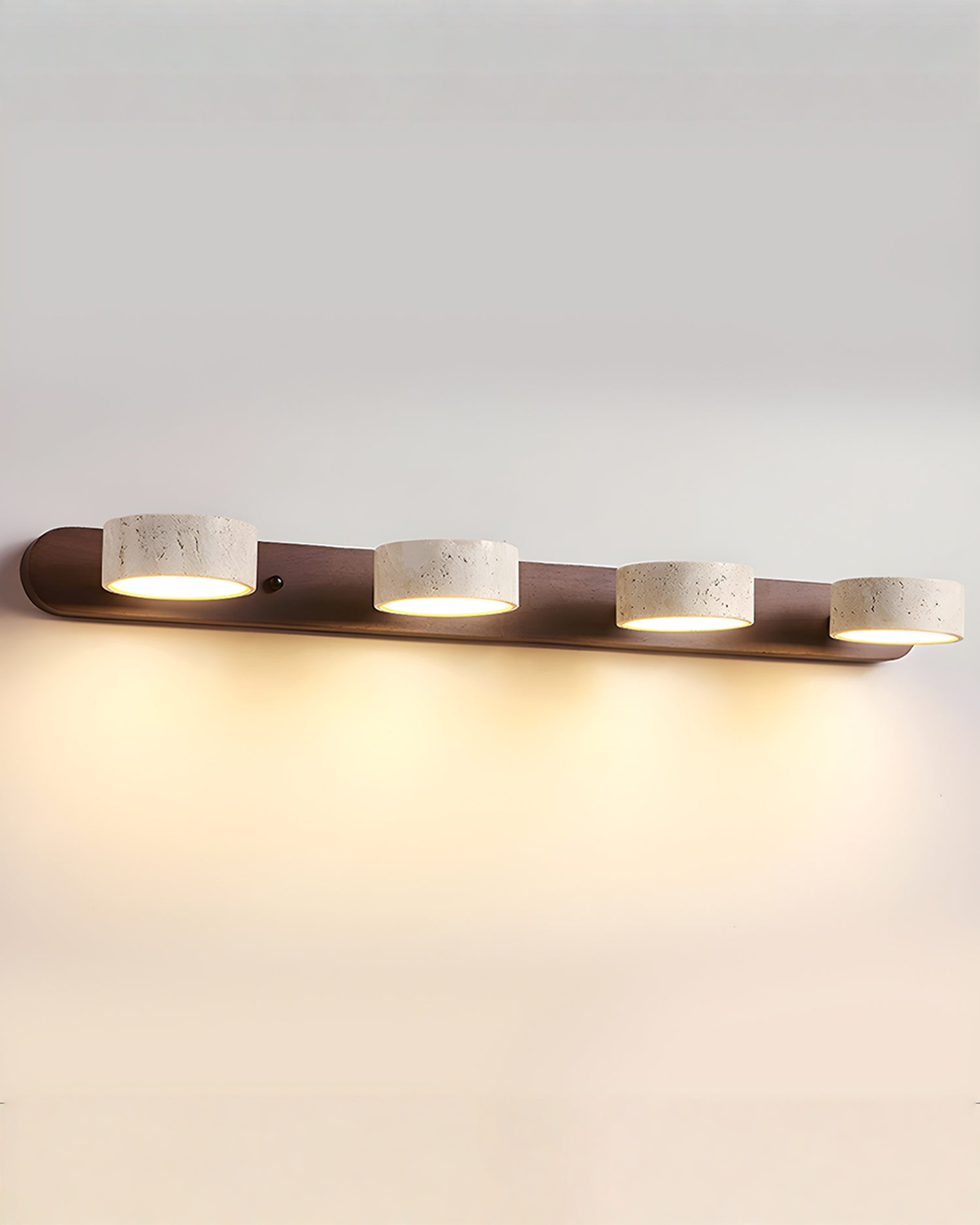 Travertin wandlamp met draaibare koppen - 2, 3 of 4 lampen | 4-lampen – 70 cm Walnoot Warm wit - Maison Roze