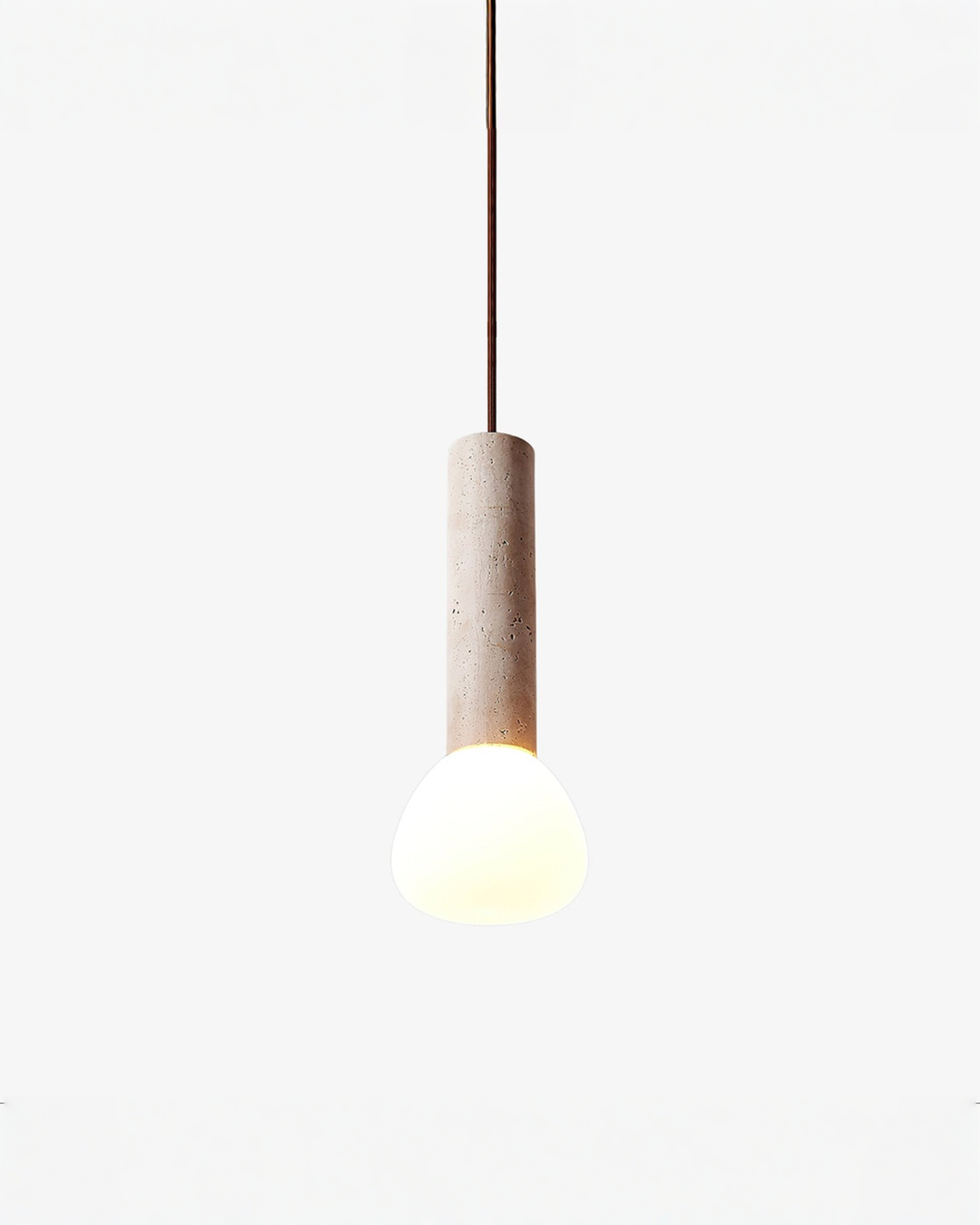 Matchstick - Travertin hanglamp met lichtstaven | Ø 12 x H 33 cm - Maison Roze