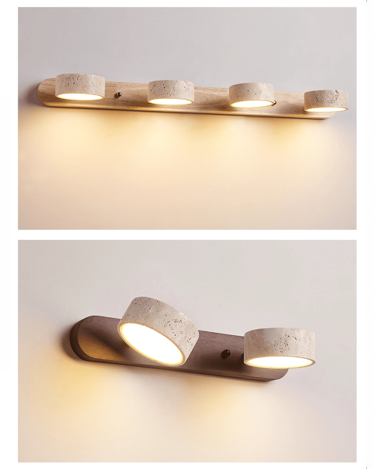 Travertin wandlamp met draaibare koppen - 2, 3 of 4 lampen | - Maison Roze