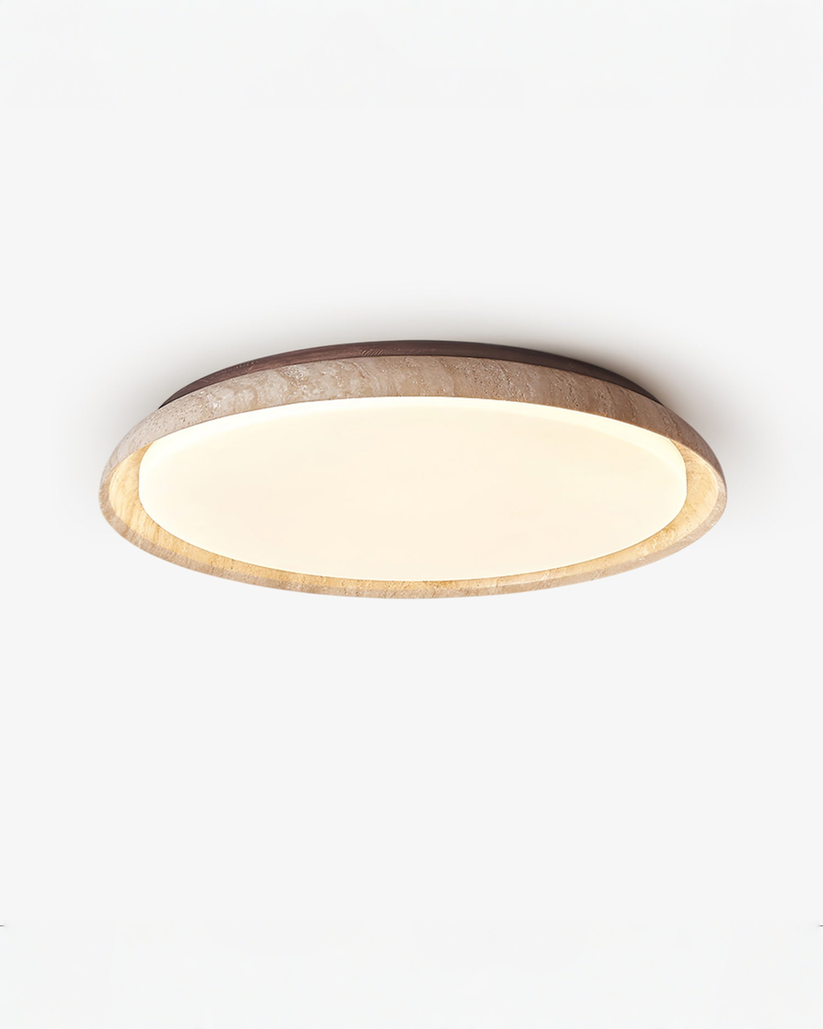Ronde travertin plafondlamp met hout - Ø 32 of 43 cm | - Maison Roze