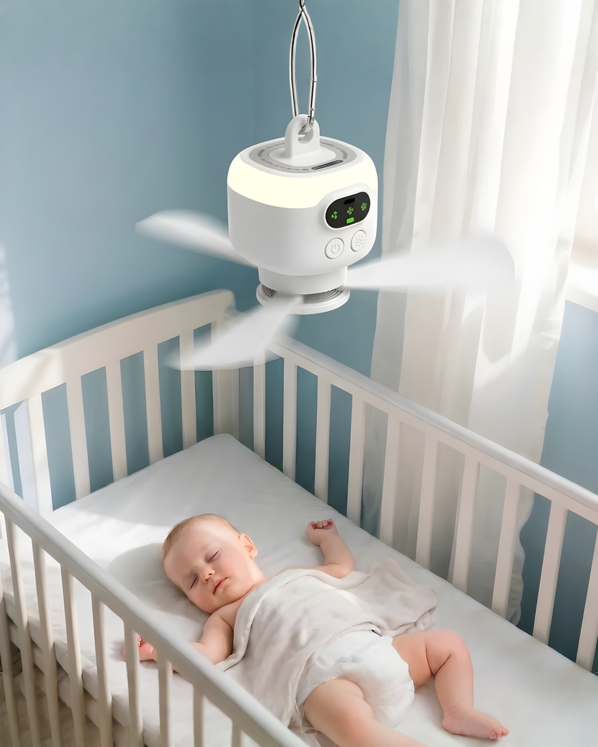 Oplaadbare Hang Ventilator met LED-licht en Afstandsbediening - 8000 mAh - USB-C - Wit | - Maison Roze