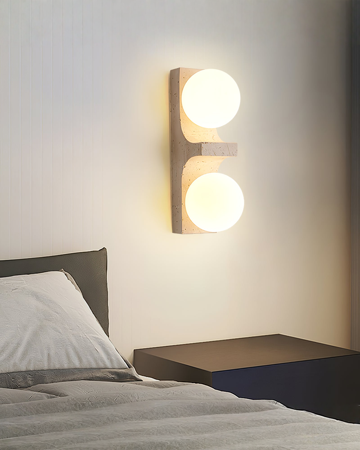 Cirra Orb - Travertin wandlamp met bol | - Maison Roze