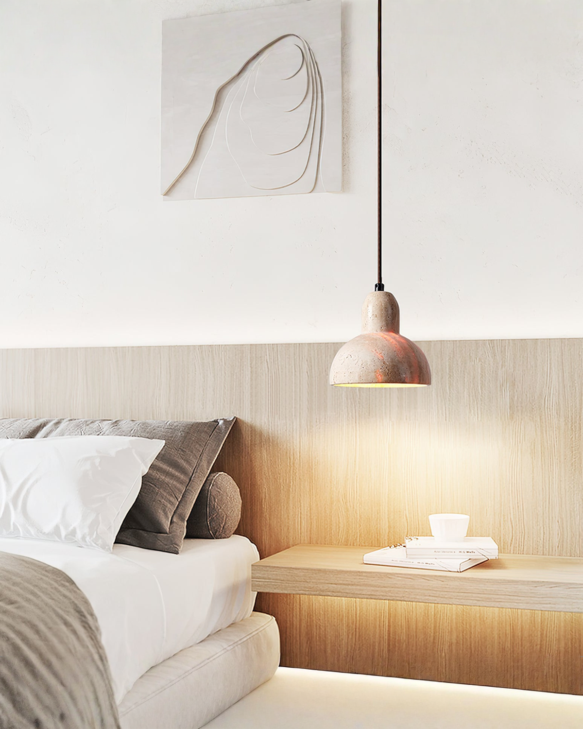 Terra Halo - Ronde travertin hanglamp | - Maison Roze