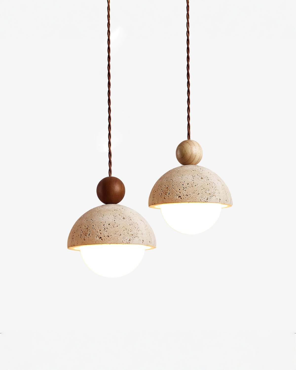 Niva - Hanglamp van travertin en hout | - Maison Roze