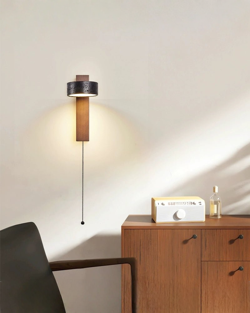 Ronde zwarte travertin wandlamp - 180° draaibaar | - Maison Roze
