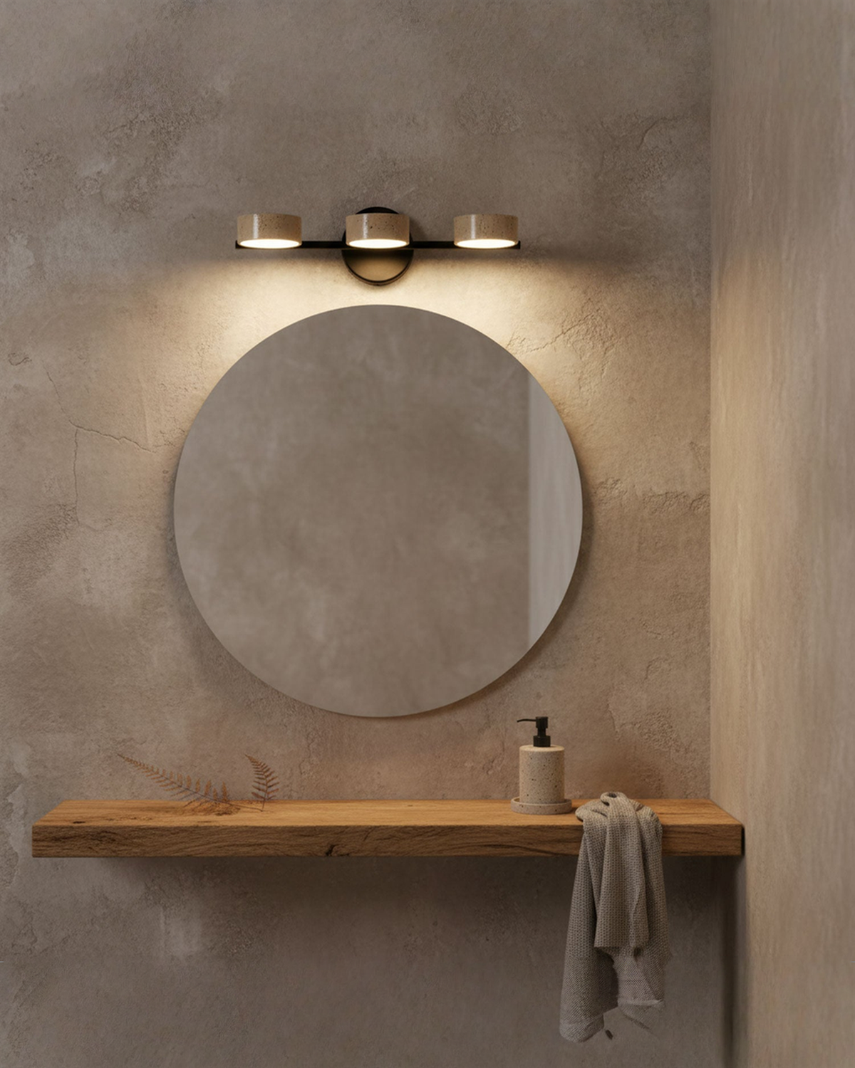Traviso - Travertin spiegellamp met 2 of 3 lichtpunten | - Maison Roze