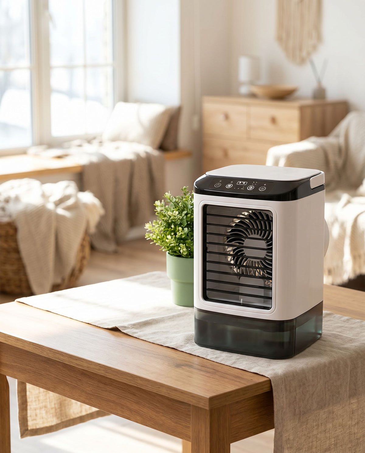 Brisano Draagbare Ventilator Wit met Verneveling, Nachtlampje en 900 ml Reservoir | - Maison Roze