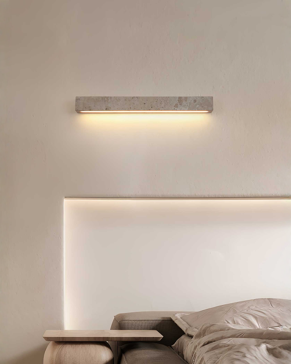 Stravik - Travertin wandlamp met led - 48 of 58 cm | - Maison Roze