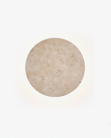 Circle - Ronde travertin wandlamp met indirect licht | Warm wit - Maison Roze