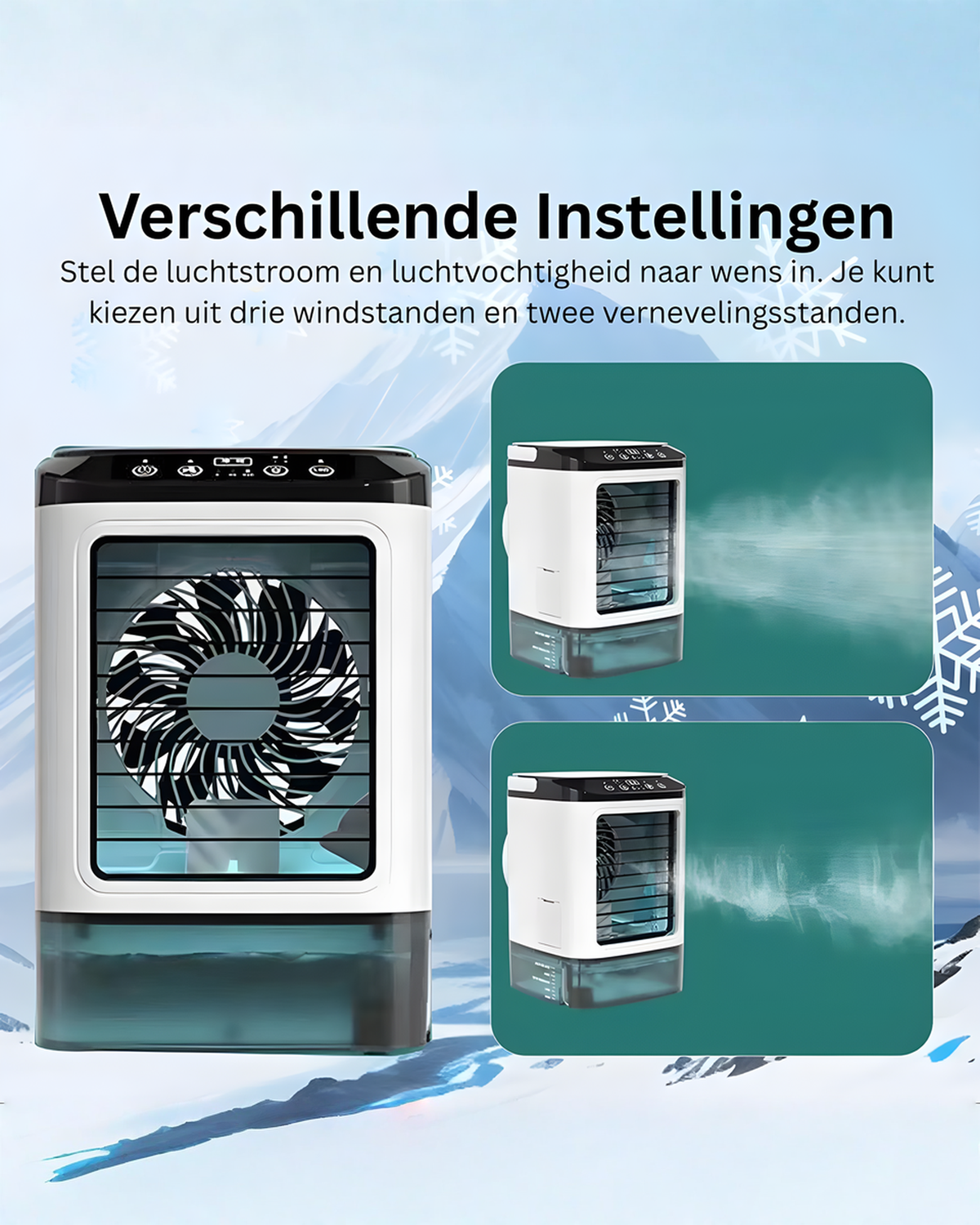 Brisano Draagbare Ventilator Wit met Verneveling, Nachtlampje en 900 ml Reservoir | - Maison Roze