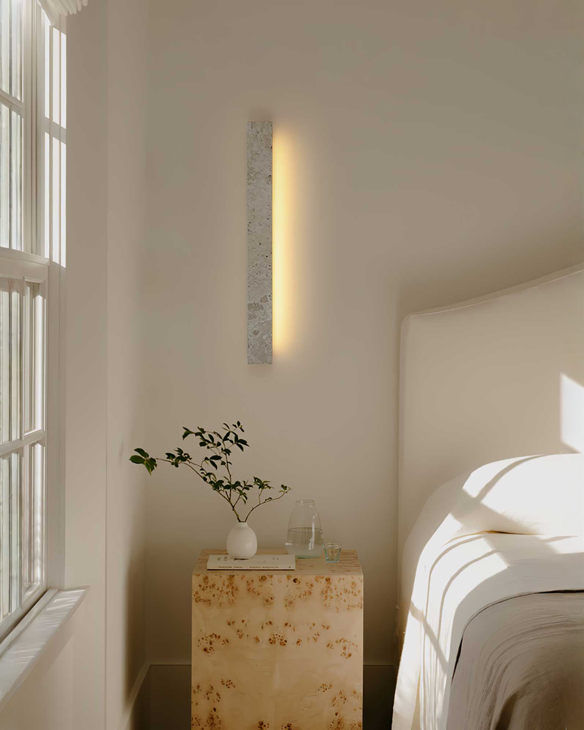Stravik - Travertin wandlamp met led - 48 of 58 cm | - Maison Roze