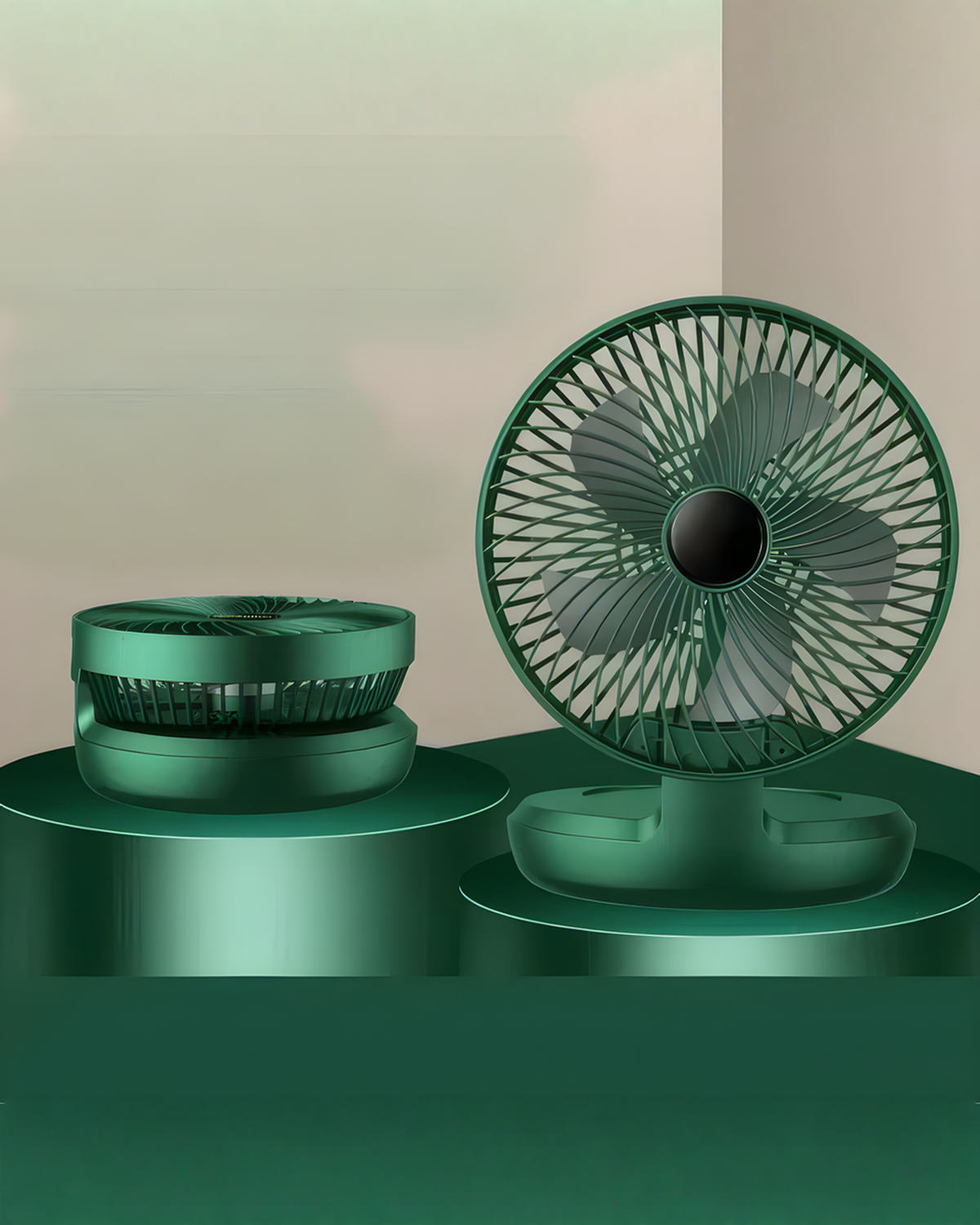 Opvouwbare ventilator - wandmontage en fluisterstil - Kunststof, 22 cm | Groen - Maison Roze
