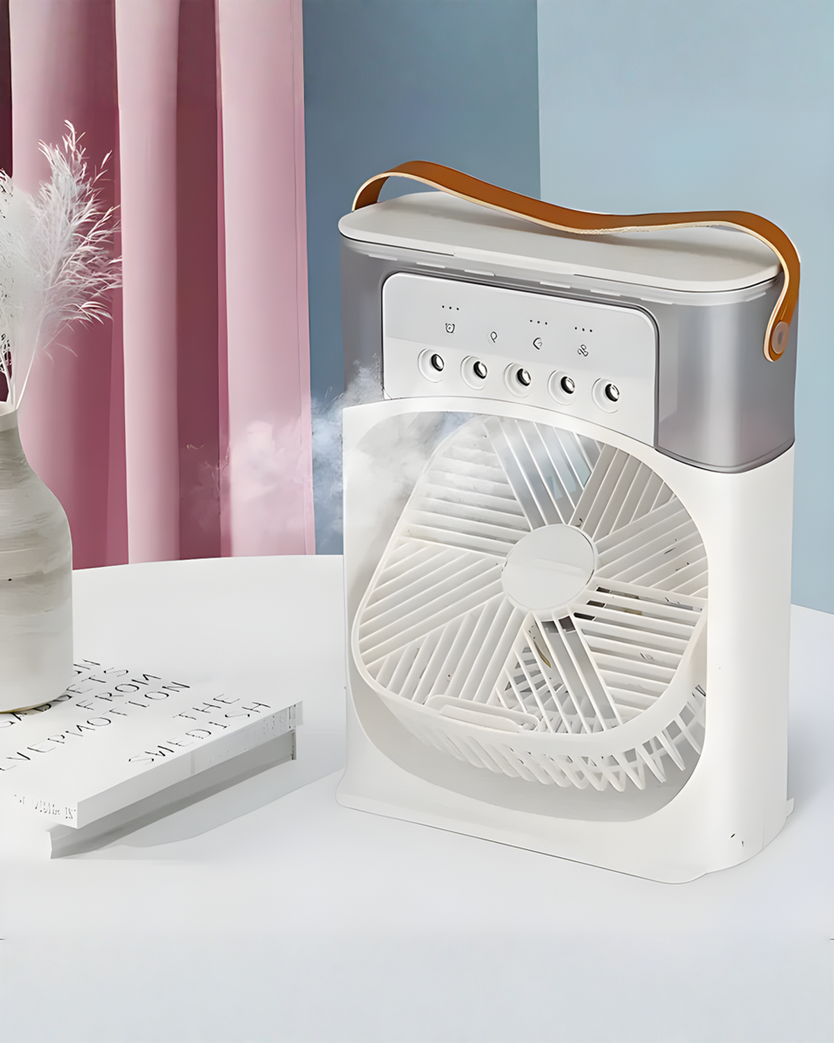 3-in-1 Ventilator met LED-licht en Luchtbevochtiger - Wit, 600ML, USB | - Maison Roze