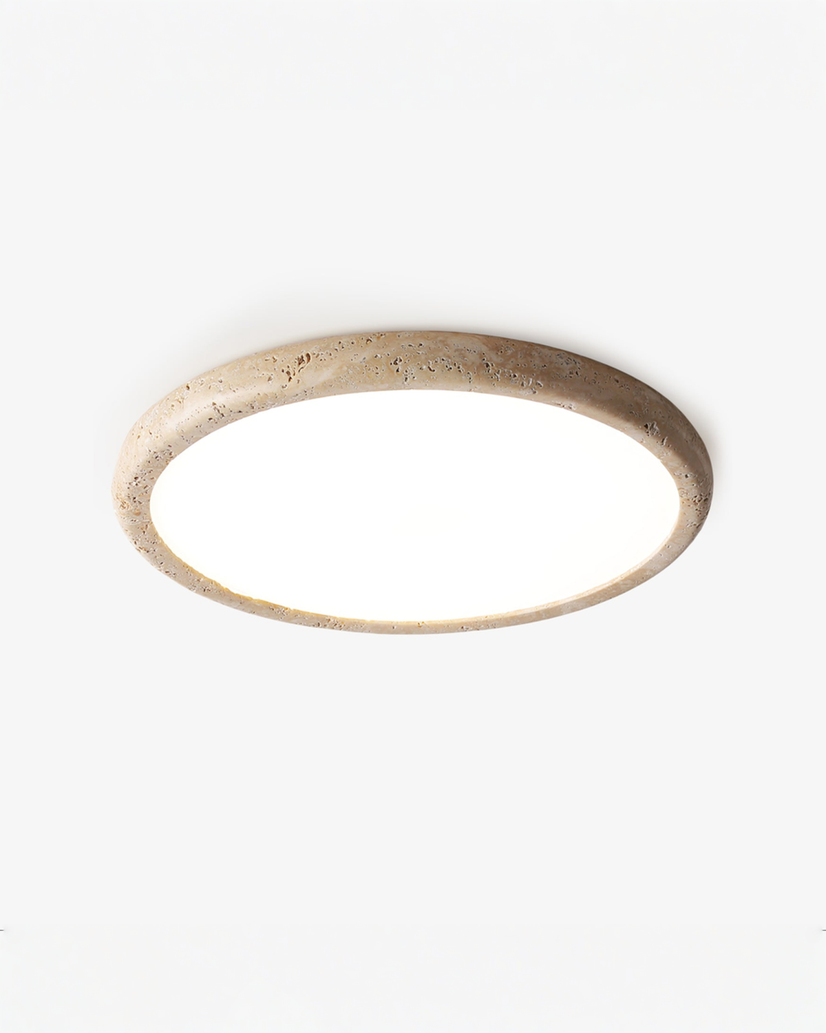 Solis Horizon - Schijfvormige travertin plafondlamp | Ø 38 cm - Maison Roze