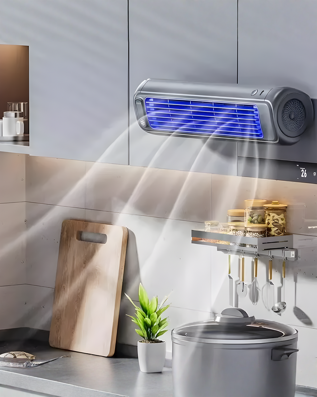 Draagbare Airconditioner met Accu | Oplaadbare Mini Luchtkoeler, Kunststof, Grijs of Beige, 31 cm | - Maison Roze
