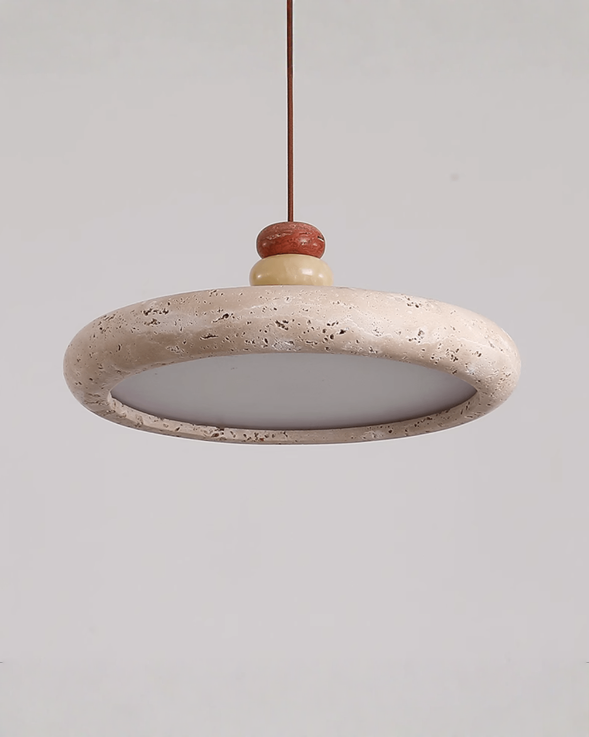 Dorelle - Schijfvormige travertin hanglamp | - Maison Roze