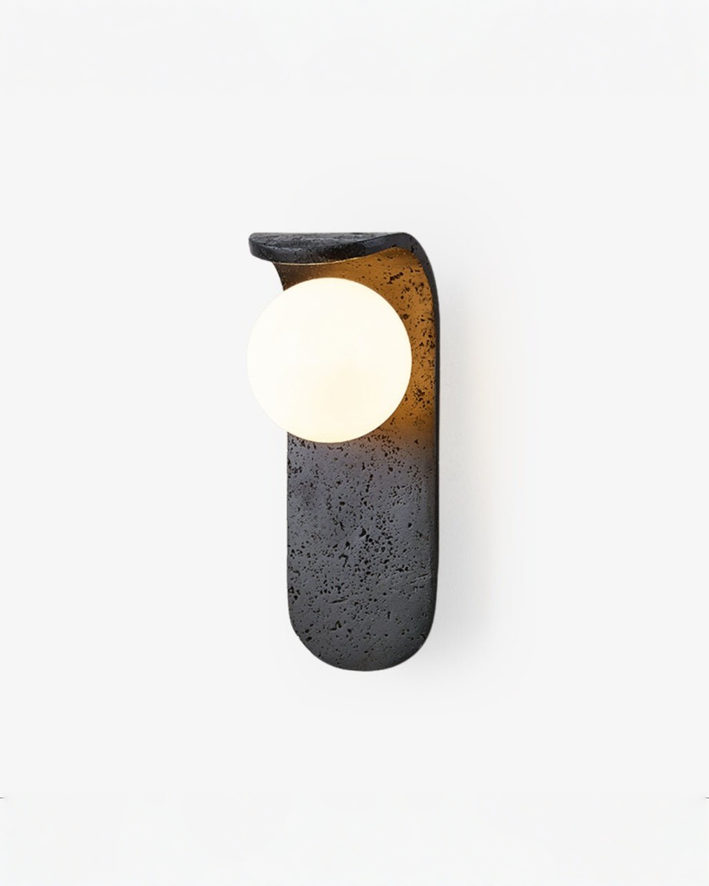 Eclipse Orb - Zwarte travertin wandlamp met glazen bol | Zwart Travertijn - Maison Roze
